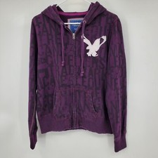 Vintage American Eagle Fleece Y2K Printed Embroidered Zip Up Hooded Sweatshirt X