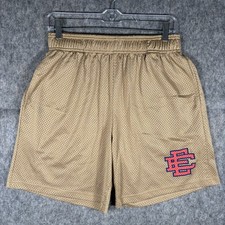 Eric Emanuel Shorts Men's Large Mesh Drawstring Sand Tan 7" Inseam