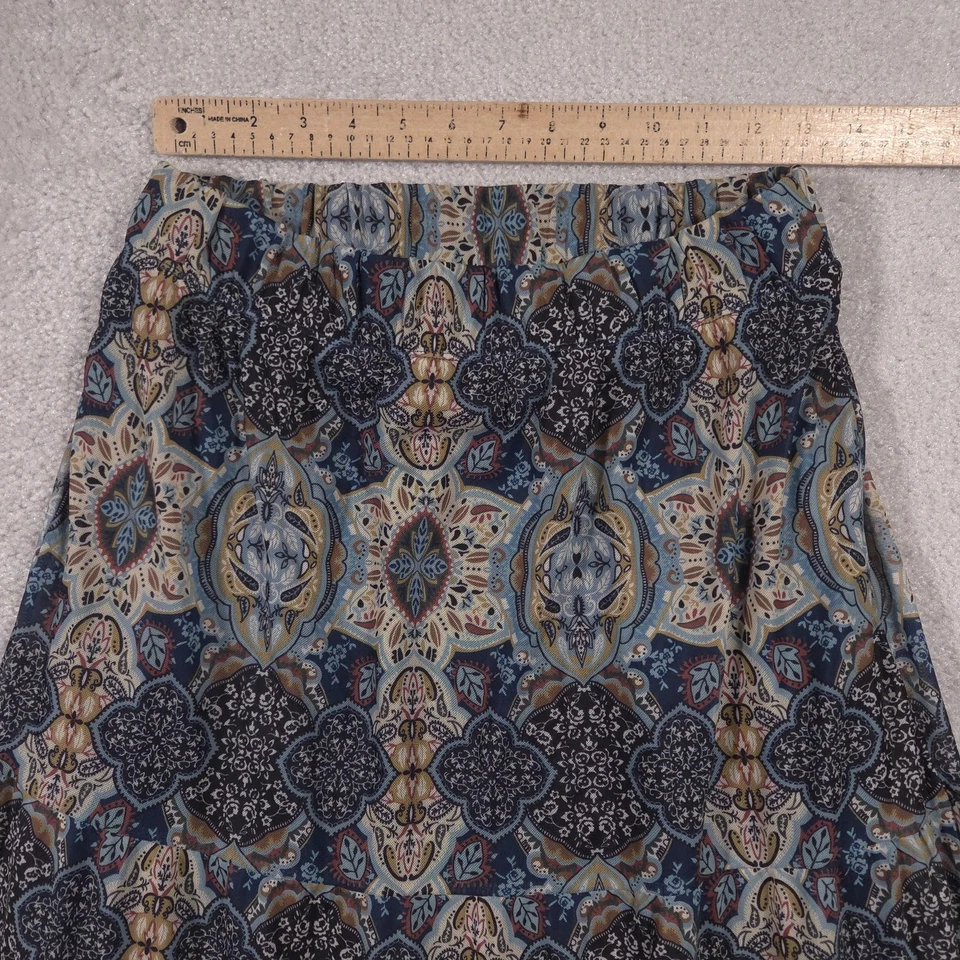 Christopher & Banks Skirt Womens Petite Medium Blue Boho Print Ruffle Hem Lined - Image 4 of 4