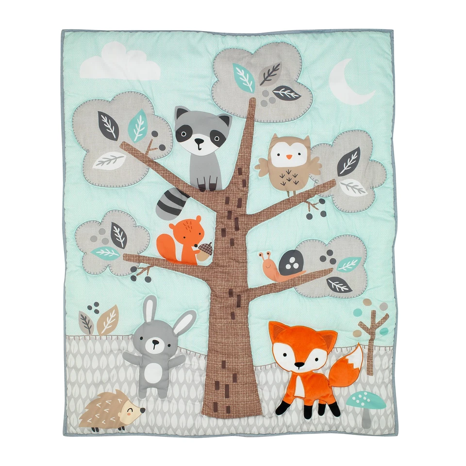Juego de cama de cuna de 5 piezas Bedtime Originals Woodland Friends Animals como nuevo/gris Foto 3 de 4