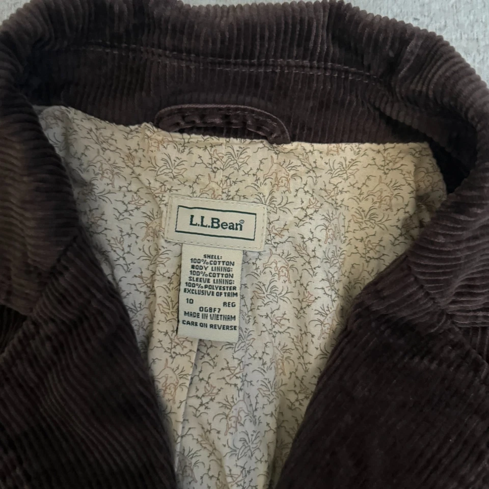 L.L. Blazer Bean para mujer talla 10 regular marrón pana Foto 2 de 4