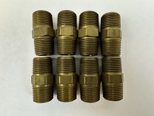 PARKER BRASS PIPE HEX NIPPLE FITTING 1/2" MNPT X 1/2" NPT MALE ADAPTER LOT OF 8