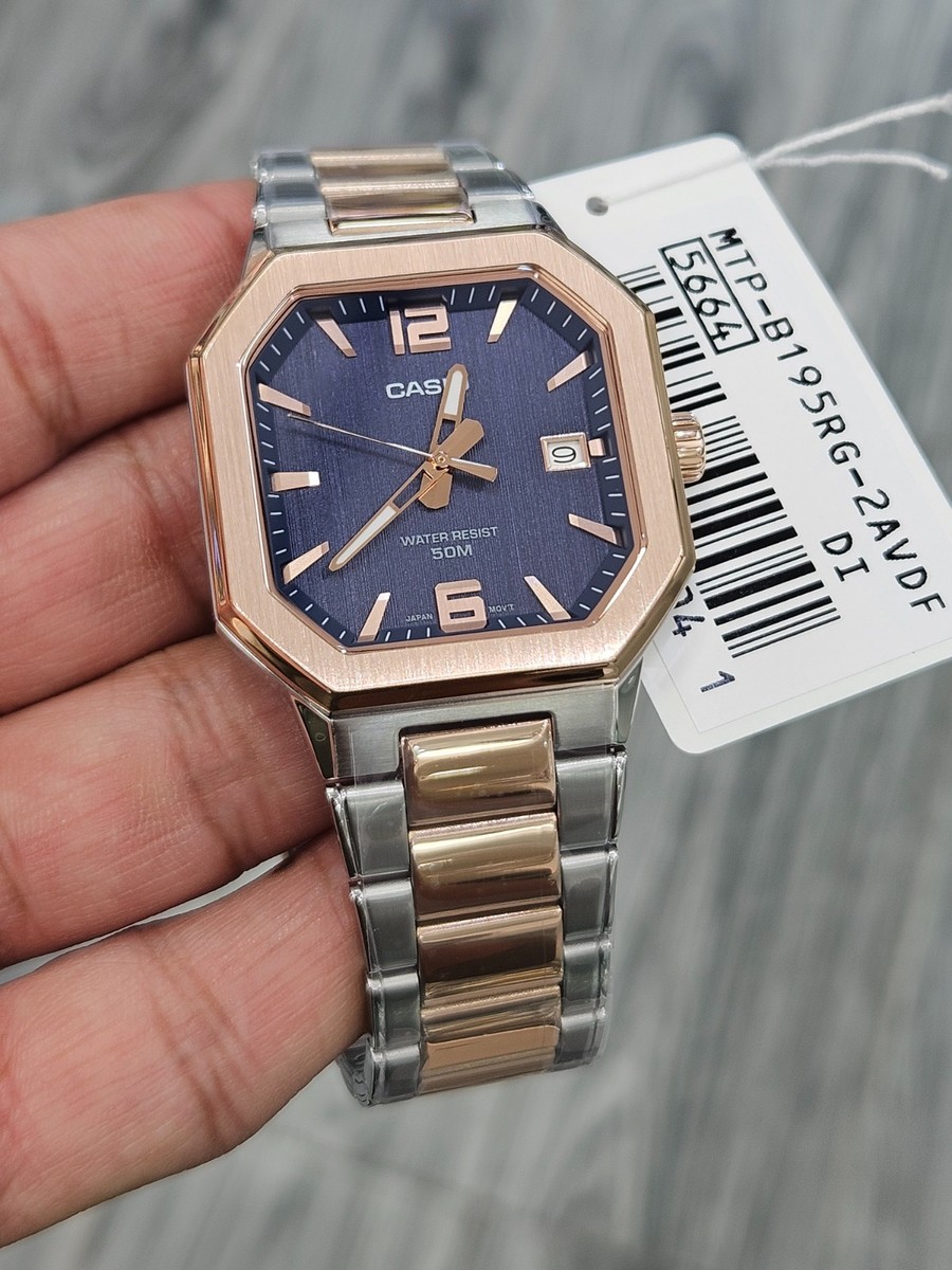 Casio MTP-B195RG-2AVDF Men's Watch | Rose Gold & Silver | Blue