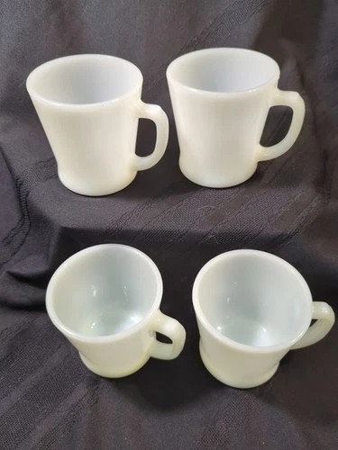 vintage Fire King Ware Milk White "D" Handle Coffee Mugs Lot of 4