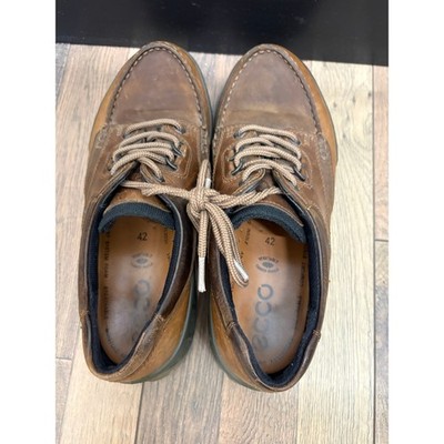 ECCO Track 25 Mens Gore-Tex Waterproof Leather Shoes Brown Oxford Size 42 8-8.5