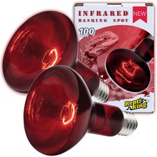 100W Red Basking Bulb for Reptiles - Infrared Heat Lamp, 2 Pack