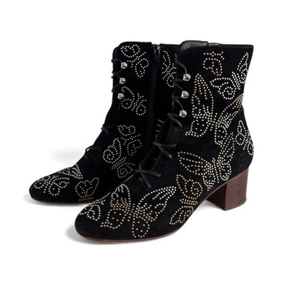 Valentino Garavani Women s Embroidery (50mm/2in) Wooded Heel Boots Italian 37