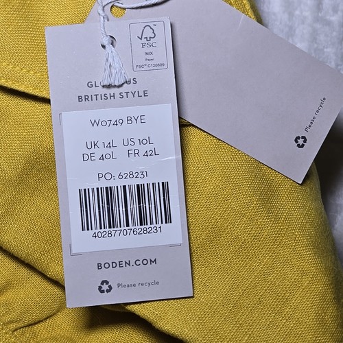 Boden Carrie Linen Shirt Dress Daffodil Size 10 Long NWT - Picture 5 of 14
