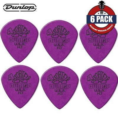 6-PACK Dunlop 472PH3 1.14mm Tortex Jazz III H3 Purple Guitar Picks Heavy
