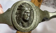 Original BUERMANN SPURS Marked Star Steel Silver Proud INDIAN CHIEF Engraving