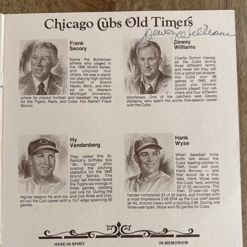 2X Signed 1980 Chicago Cubs vs Detroit Tigers Old Timers Day Program - Picture 4 of 5