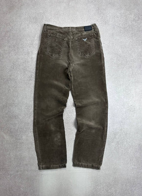 VINTAGE ARMANI AJ BROWN CORDUROY MENS BAGGY JEANS 32