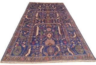 Rare Hand Knotted Vintage Afghan Zakani Balouch Wool Area Rug 7 x 4 Ft