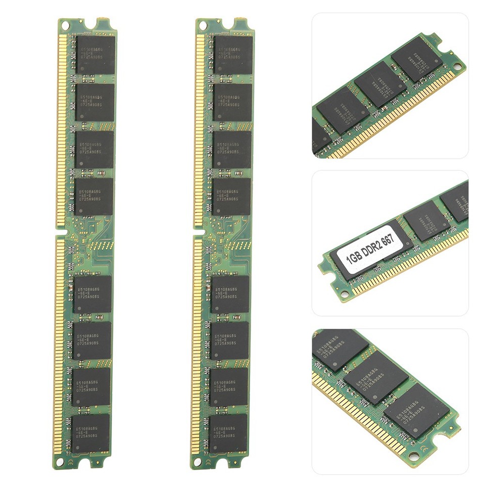 2x Memory Module DDR2 1GB 667Mhz PC25300 Desktop Computer DoubleSided ...