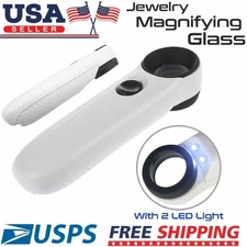 40X Magnifying Magnifier Glass Jeweler Eye Jewelry Loupe Loop With 2 LED Light