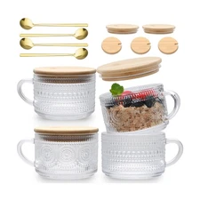 4pcs Overnight Oats Containers with Lids,Vintage Coffee Mugs gifts ... Fast Ship