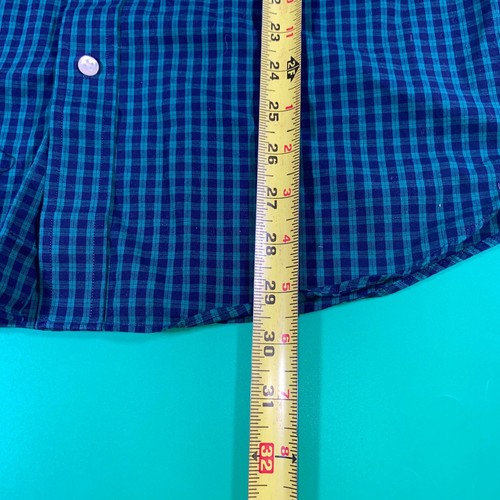 Nautica Mens Classic Fit Ocean Washed Button Down Shirt Green Blue Plaid - Picture 5 of 7