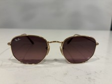 Authentic Ray-Ban RB3548N Hexagonal Flat Lenses Gold Frame Brown Lenses Italy