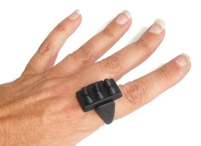 Sobral Lagerfeld Dark 6 Mini Spikes Matte Black Artist Made Statement Ring