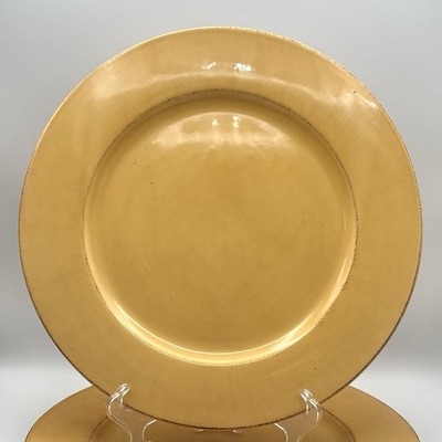 Set Of 2 Pier 1 Toscana Earthenware Charger Plates 13.5'' Gold Handpainted Italy