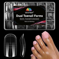300 Pcs Toe Dual Nail Forms for Poly Gel Toenail Extension, Reusable Full Cov...