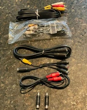 Various Cables Adaptors Lot: RCA A/V, DVD/VCR 4’-6’ L, New Open Box
