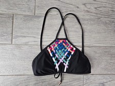 New With Tag Women's Red Carter Swim Top Bikini Size Small Black Padded Bra