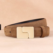 Image of Women Fashion Genuine Cowhide Leather Suede Waist Belt Adjustable Snap Buckle