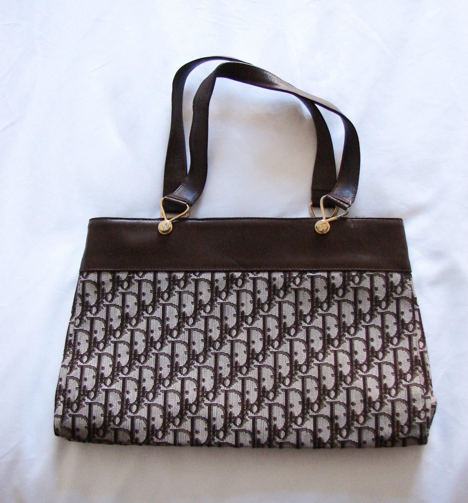 Vintage Christian Dior Oblique Trotter Jacquard Leather Top Handle Bag 70s 80s image 2