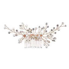 Bridal Crytal Rhinestone Pearl Alloy Hair Comb Hairpin Handmade Headpieces We...