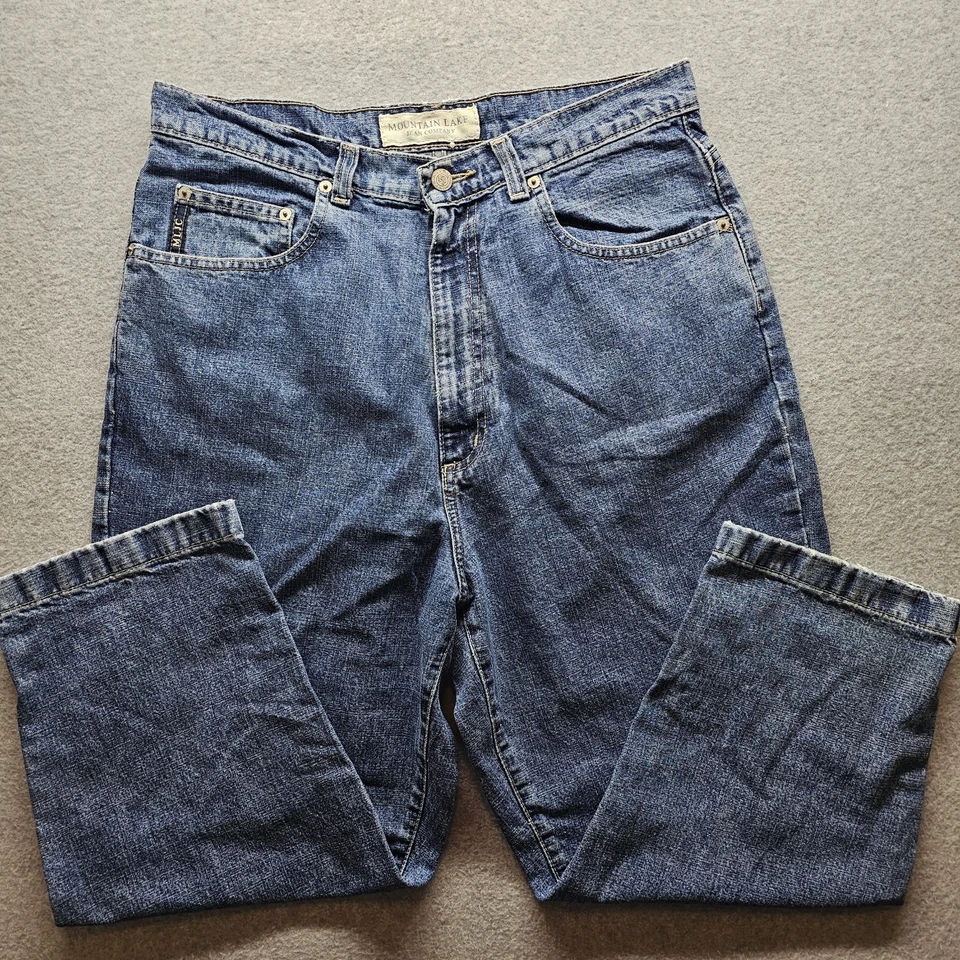 Pantalones de mezclilla Mountain Lake para mujer 14 bolsillos de carga azules Y2K capri para exteriores Foto 2 de 4