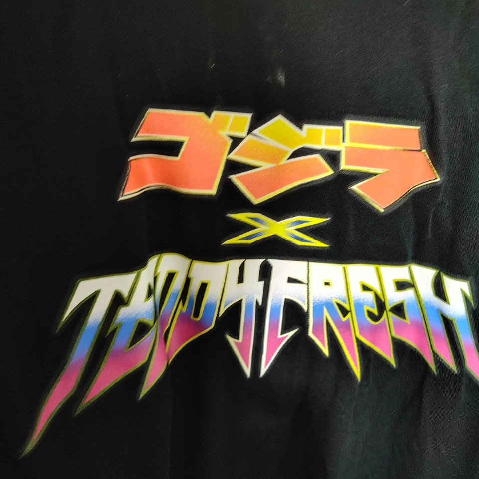 Teddy Fresh x Godzilla Shirt Mens Medium Black Camp Button Up Graphic Street - Image 4 of 4