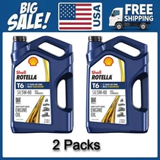 Shell Rotella T6 Full Synthetic 5W-40 Diesel Engine Oil, 1 Gallon, 2 Packs
