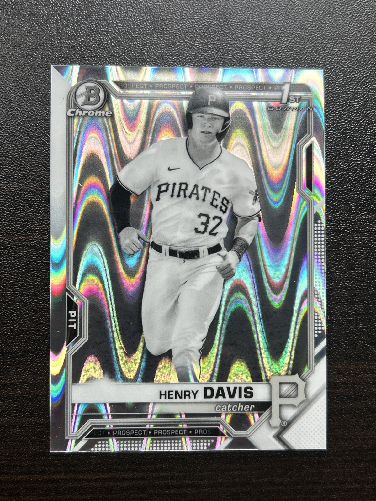 💥2021 1st Bowman Draft Chrome Henry Davis #BDC-48 Black & White RayWave