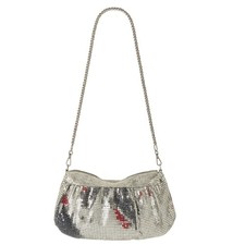 Women's Silver Metallic Mesh Chain Shoulder Evening Prom Purse Handbag OS