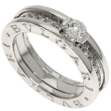 BVLGARI B-ero1 B-zero1 Solitaire Diamond 48 Ring K18 White Gold Ladies Used 