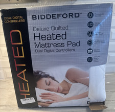 Biddeford Deluxe Queen Quilted Heated Electric Mattress Pad Dual Controllers