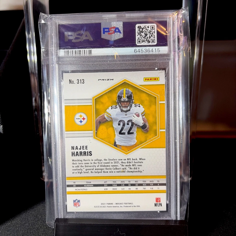2021 Panini Mosaic - Rookies Najee Harris #313 Genesis Mosaic Prizm (RC) PSA 9 - Image 2 of 2