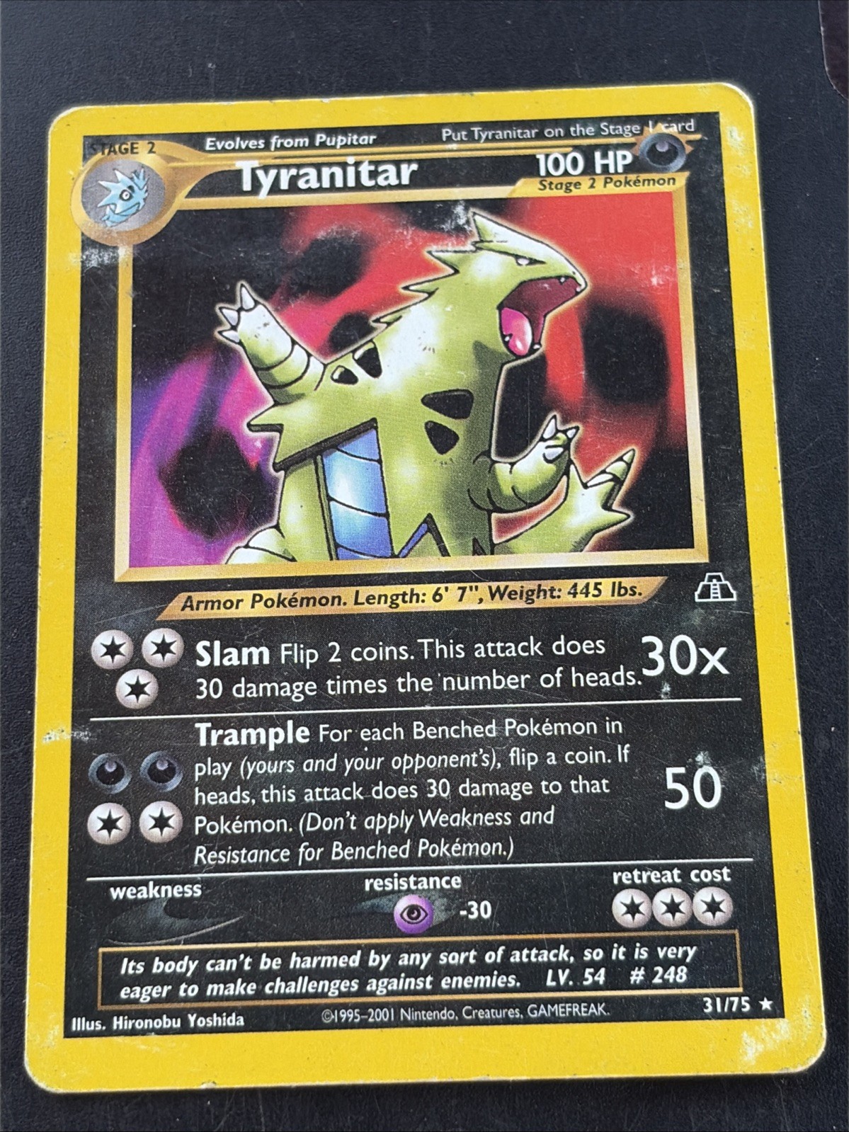 Pokemon Card TCG Tyranitar Neo Discovery 31/75 Rare Played Non Holo