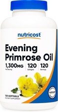 Nutricost Evening Primrose Oil 1,300mg, 120 Softgels - 120 Count Pack of 1 
