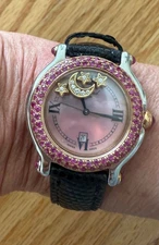 Chopard Vintage Happy Sport Watch ruby bezzle moon and stars 18k