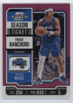 2023-24 Panini Contenders Optic Season Ticket Pink Prizm /75 Paolo Banchero 11fb