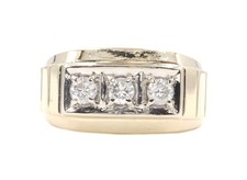Men's 3-Stone 0.50 Ctw Round Diamond 10KT Yellow Gold Wedding Ring IBG 10.94g