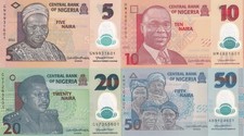 Nigeria 5 10 20 50 Naira 2009-2022 P 38 39 34 40 Polymer UNC Set 4 pcs
