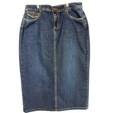 Vintage Christopher  Banks Blue Denim Five-Pocket Pencil Midi Skirt 10