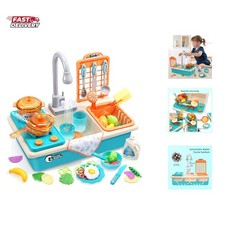 Play Kitchen Sink Toys with Upgraded Real Faucet, Play Cooking Stove, Cookwar...