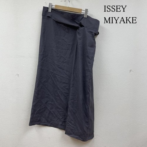 Issey Miyake, Issey Miyake Vintage Wrap Skirt Gray Linen M Ribbon Waist Strap