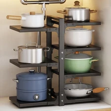 Pot Rack Organizers：7-Tier Adjustable Heavy Duty Pan Organizer Rack for Cabin...