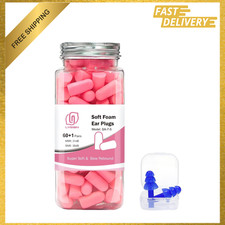 Soft Foam Ear Plugs for Sleeping, 60 Pairs, 38dB Noise Reduction, Pink
