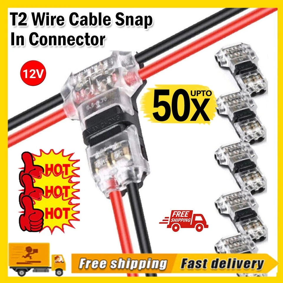 5-50PCS 12V Wire Cable Snap In Connector Terminal Connections Joiners Auto PlBH